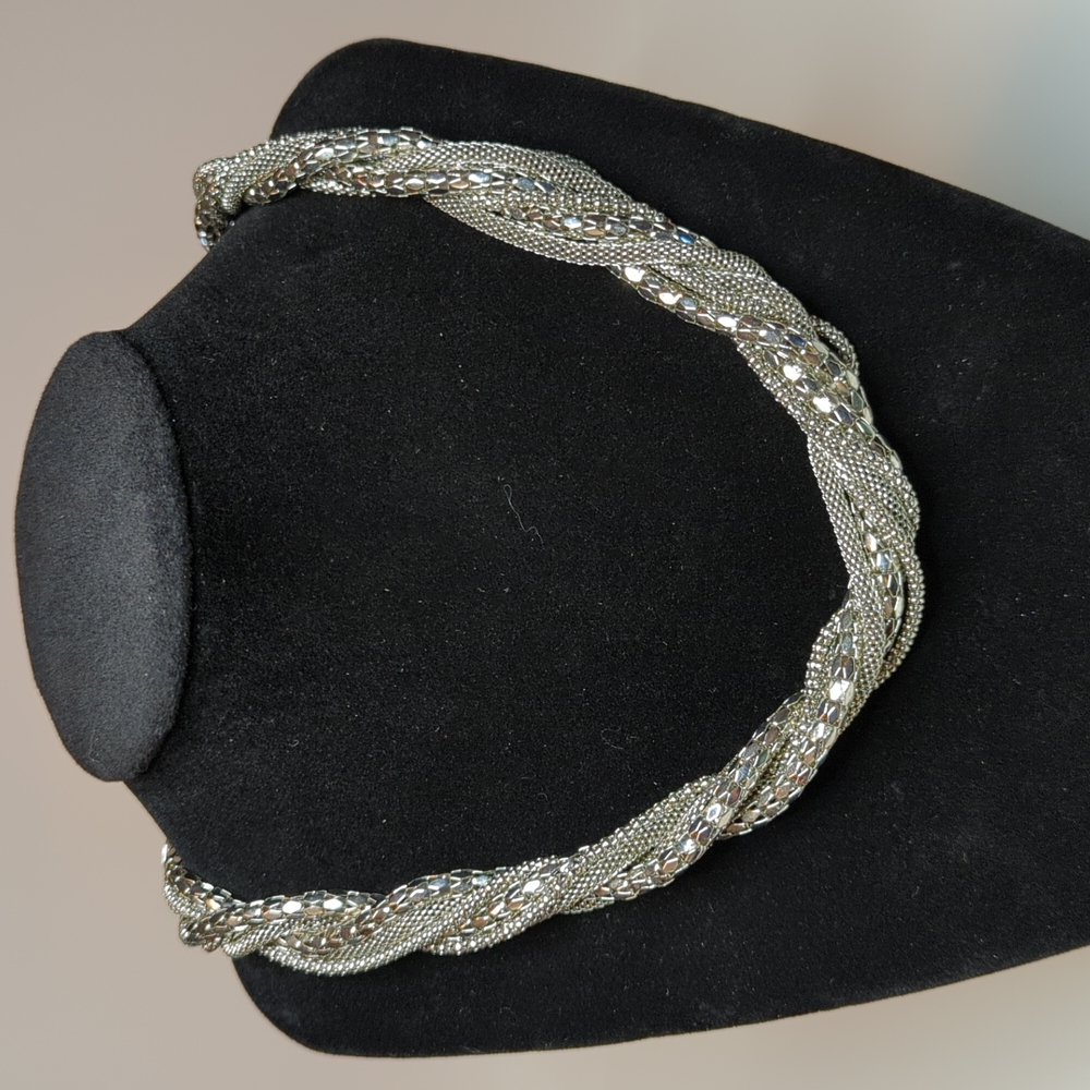 Charming Charlie Shiny Silver tone Multi Twist Strand Necklace